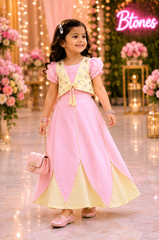 Dual Tone Embellished Lehenga Choli - Girls