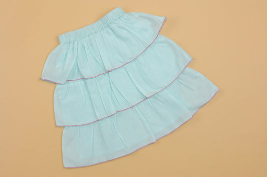 Blue Embroidered Lehenga Choli - Girls