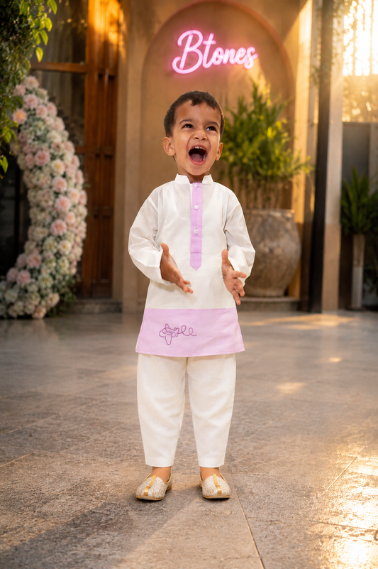 Dual Tone Embroidered Kurta Pyjama - Boys