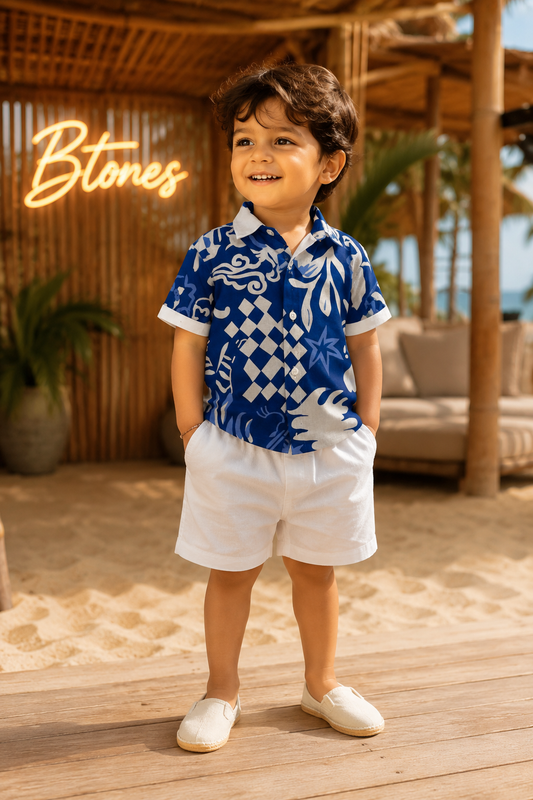 Blue Tropical Print Co-ord Set - Boys