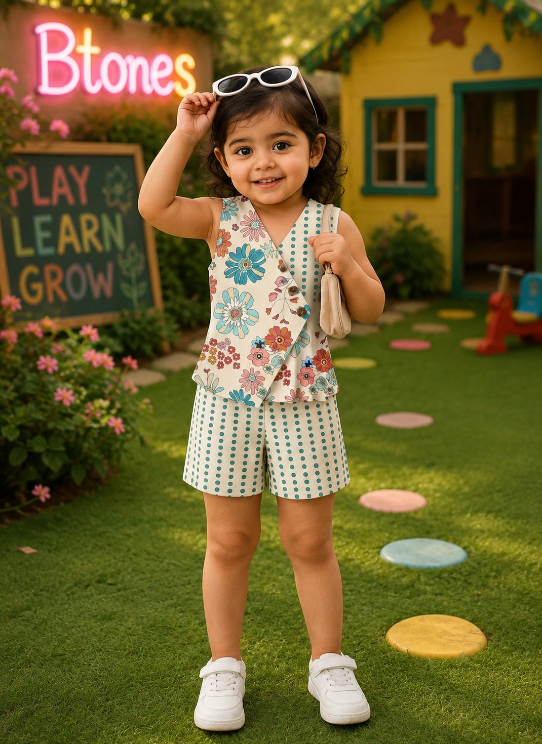 Floral & Polka Dot Co-ord Set - Girls