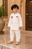 Cream Embroidered Kurta Pyjama - Boys