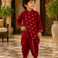 Maroon Embellished Kurta Dhoti - Boys
