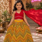 Red & Yellow Mirror work Lehenga Choli - Girls