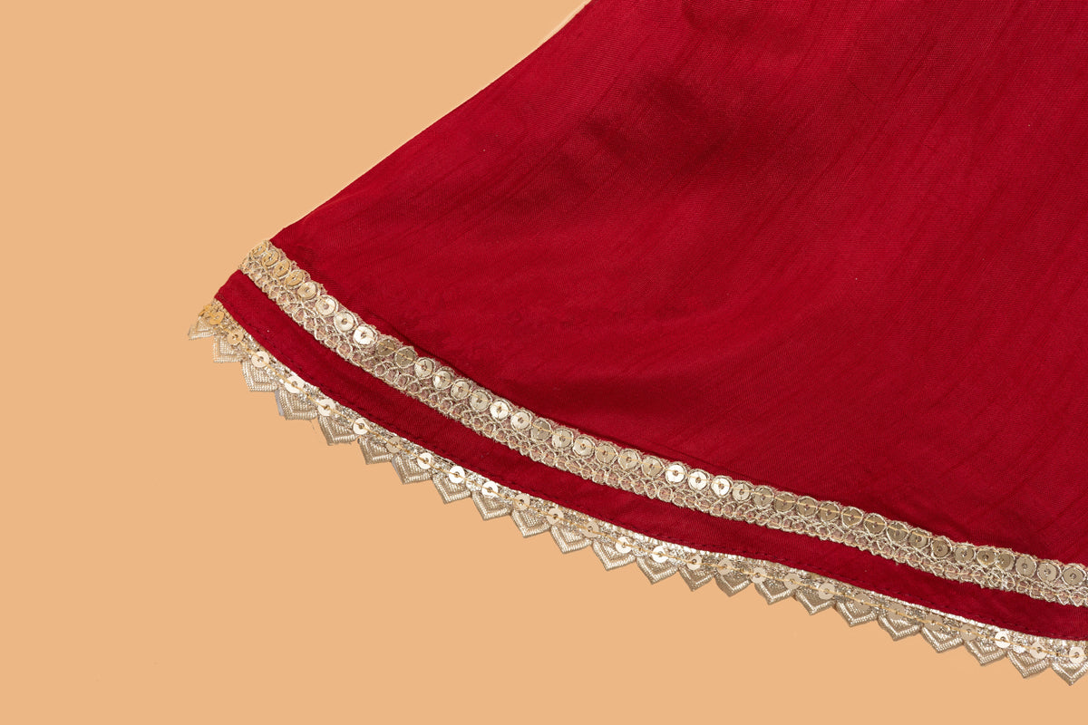 Maroon Embellished Long Frock - Girls