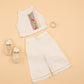 High Neck Khadi Crop Top & Pant - Girls