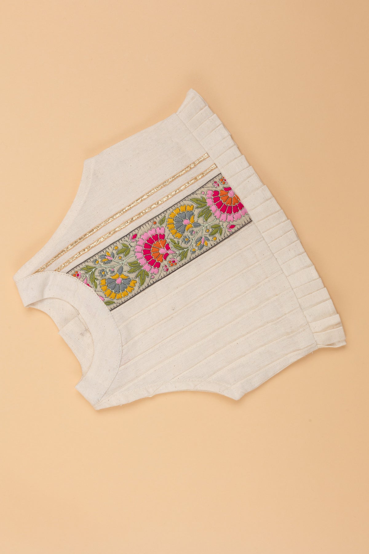 High Neck Khadi Crop Top & Pant - Girls