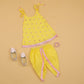Yellow Mirror Work Kurti & Tulip Pant - Girls