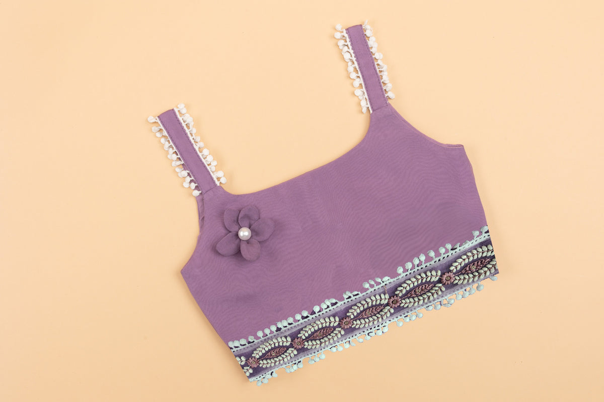 Mauve Embellished Lehenga Choli - Girls