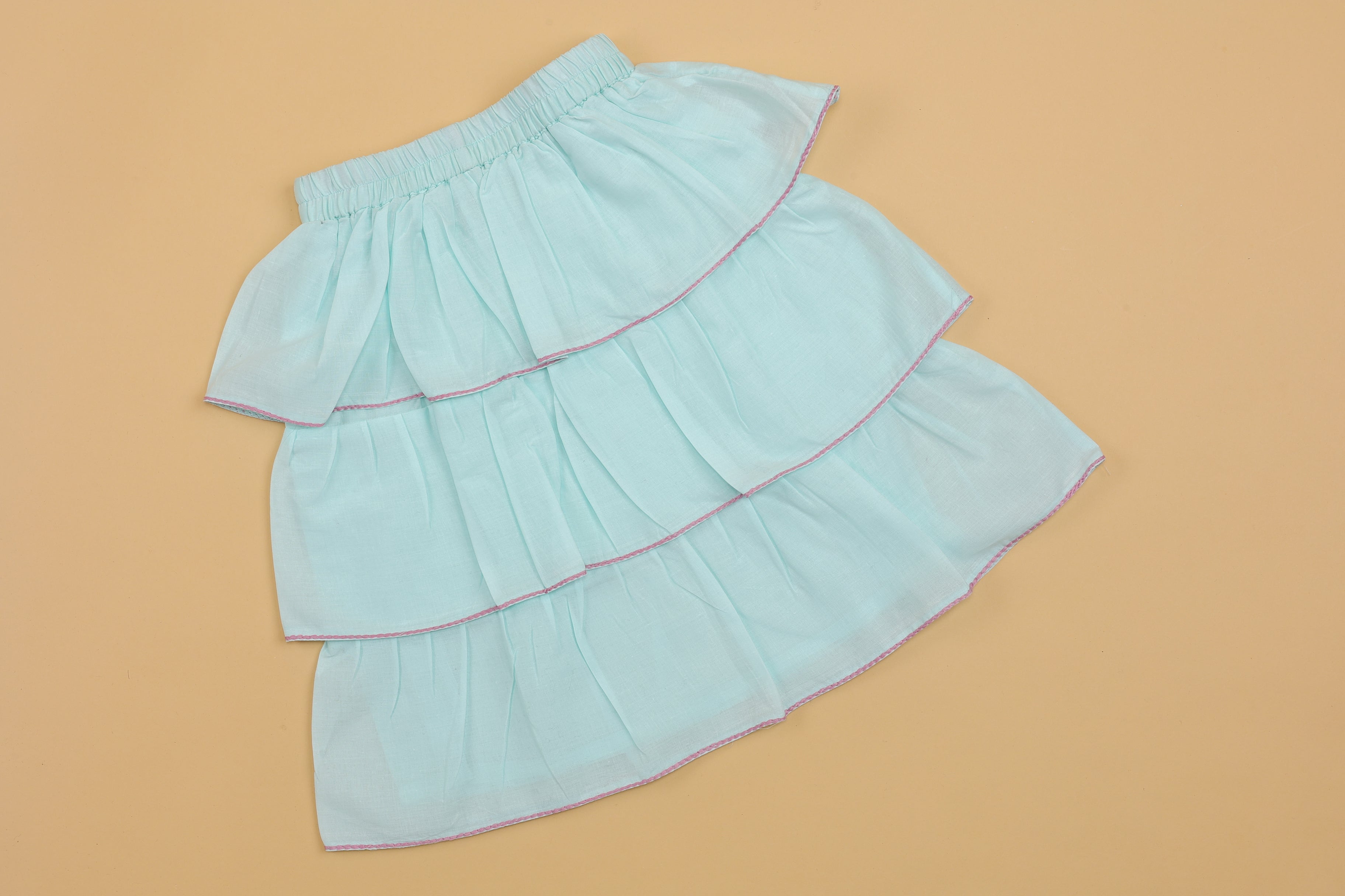 Blue Embroidered Lehenga Choli - Girls