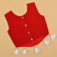 Red Embroidered Crop Top & Palazzo - Girls
