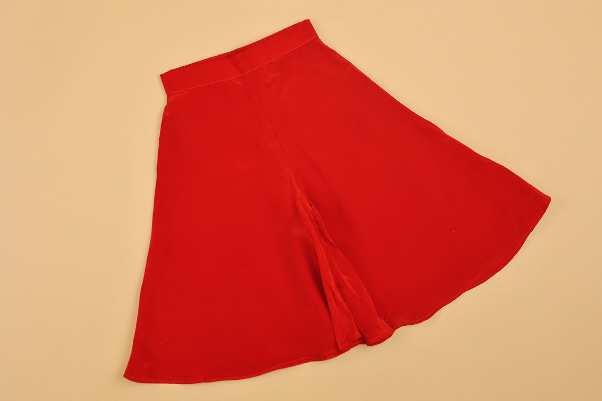 Red Embroidered Crop Top & Palazzo - Girls