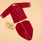 Maroon Embellished Kurta Dhoti - Boys