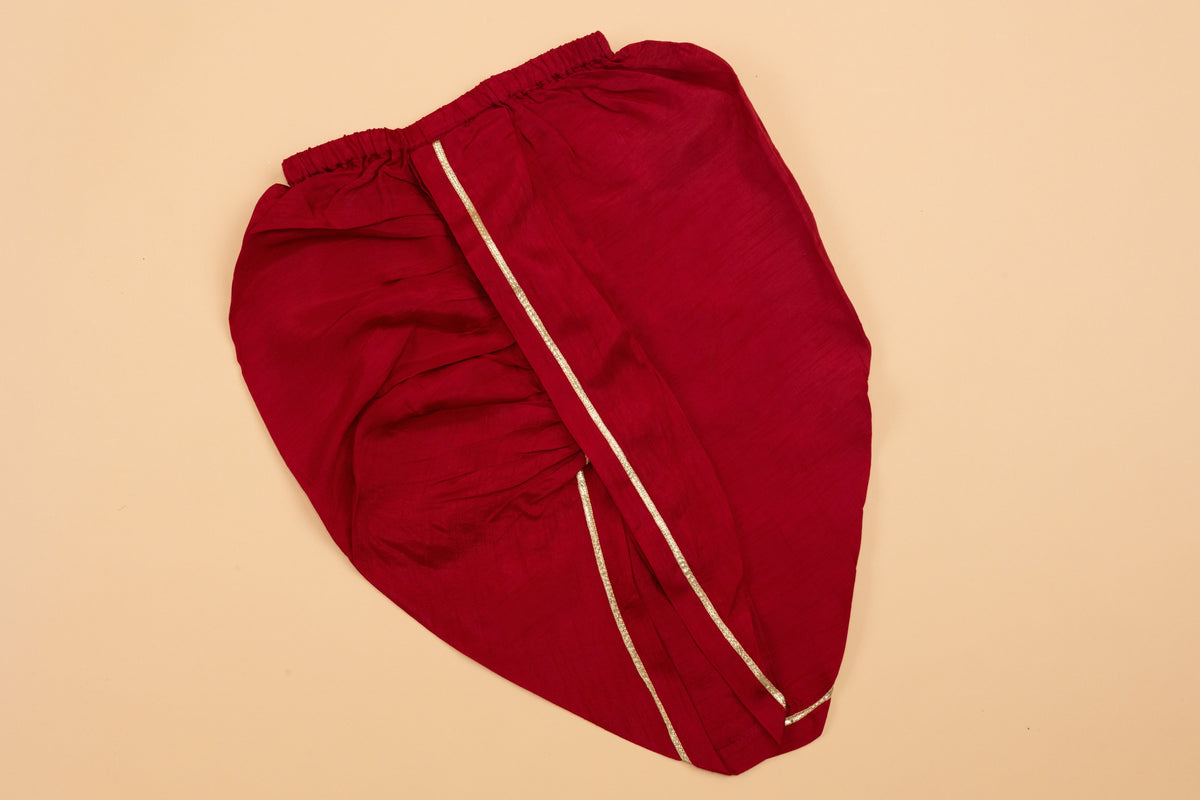 Maroon Embellished Kurta Dhoti - Boys