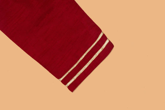Maroon Embellished Kurta Dhoti - Boys