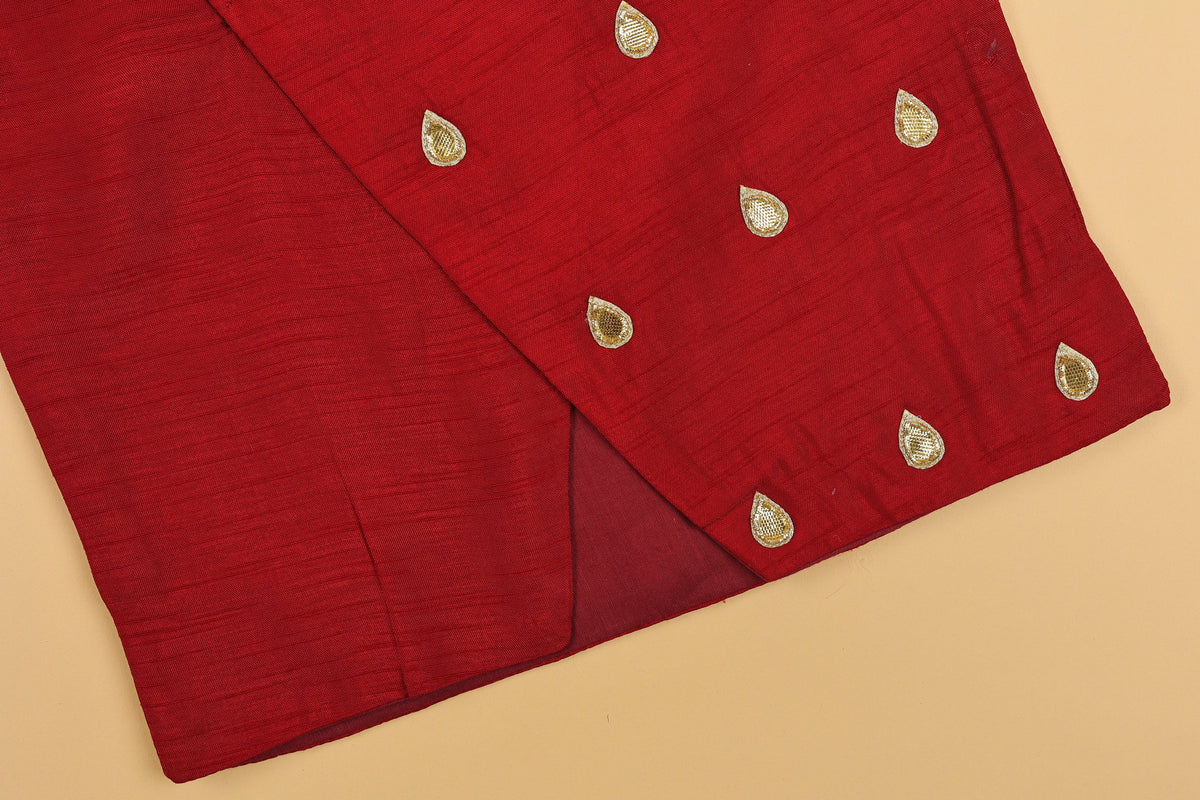 Maroon Embellished Kurta Dhoti - Boys