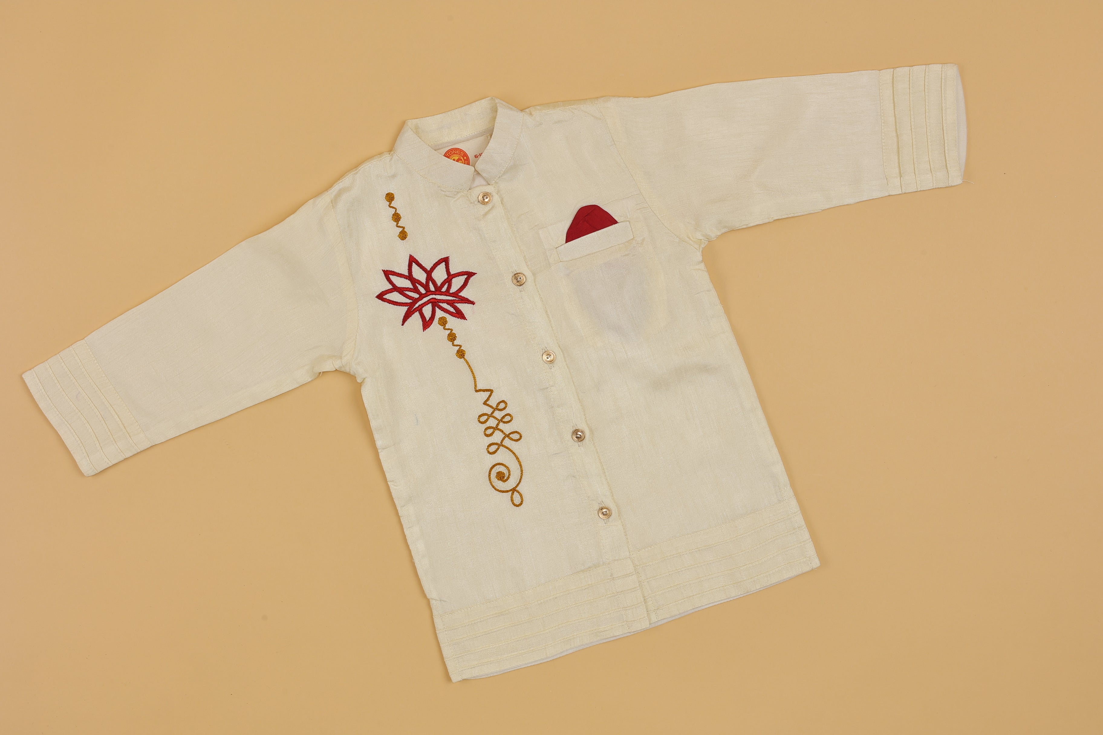 Cream Embroidered Kurta Pyjama - Boys