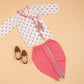 White Printed Kurta Dhoti - Boys