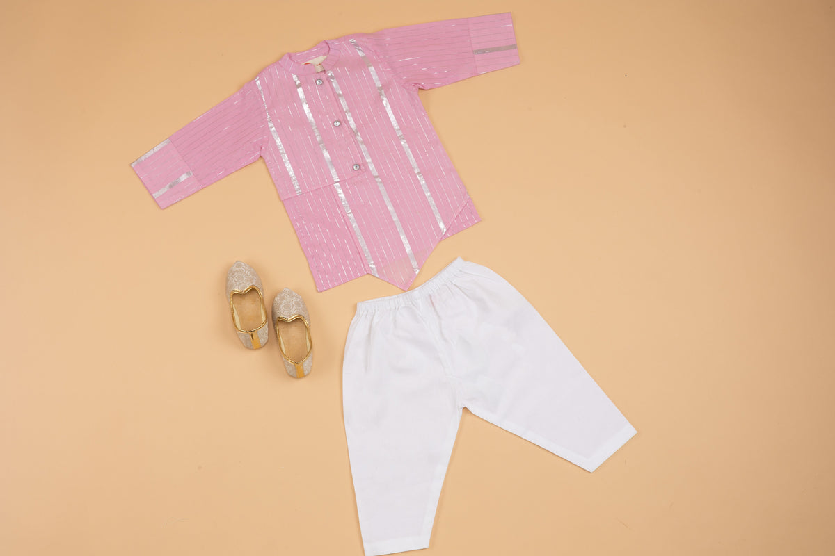 Pink Lurex Kurta Pyjama - Boys