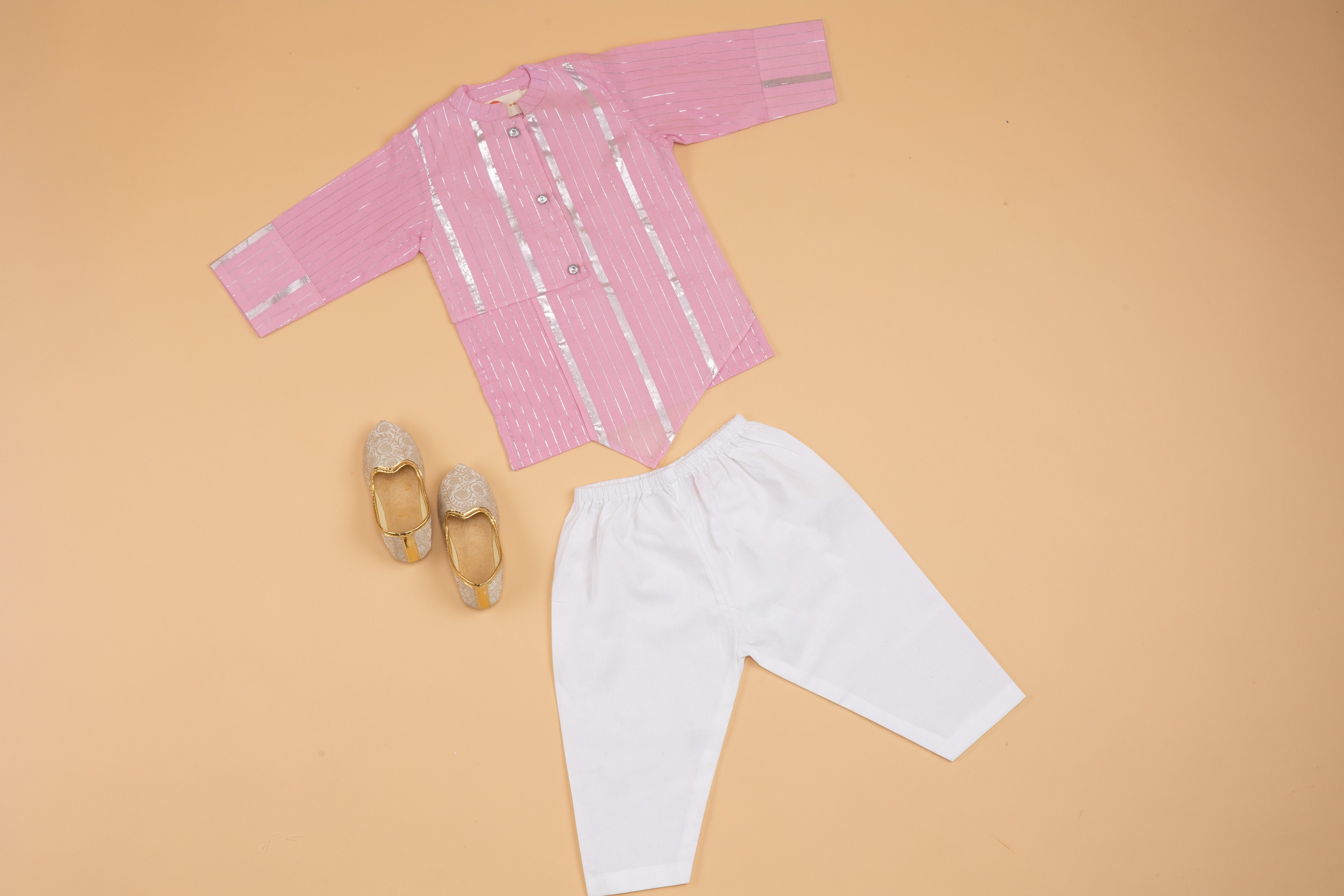 Pink Lurex Kurta Pyjama - Boys
