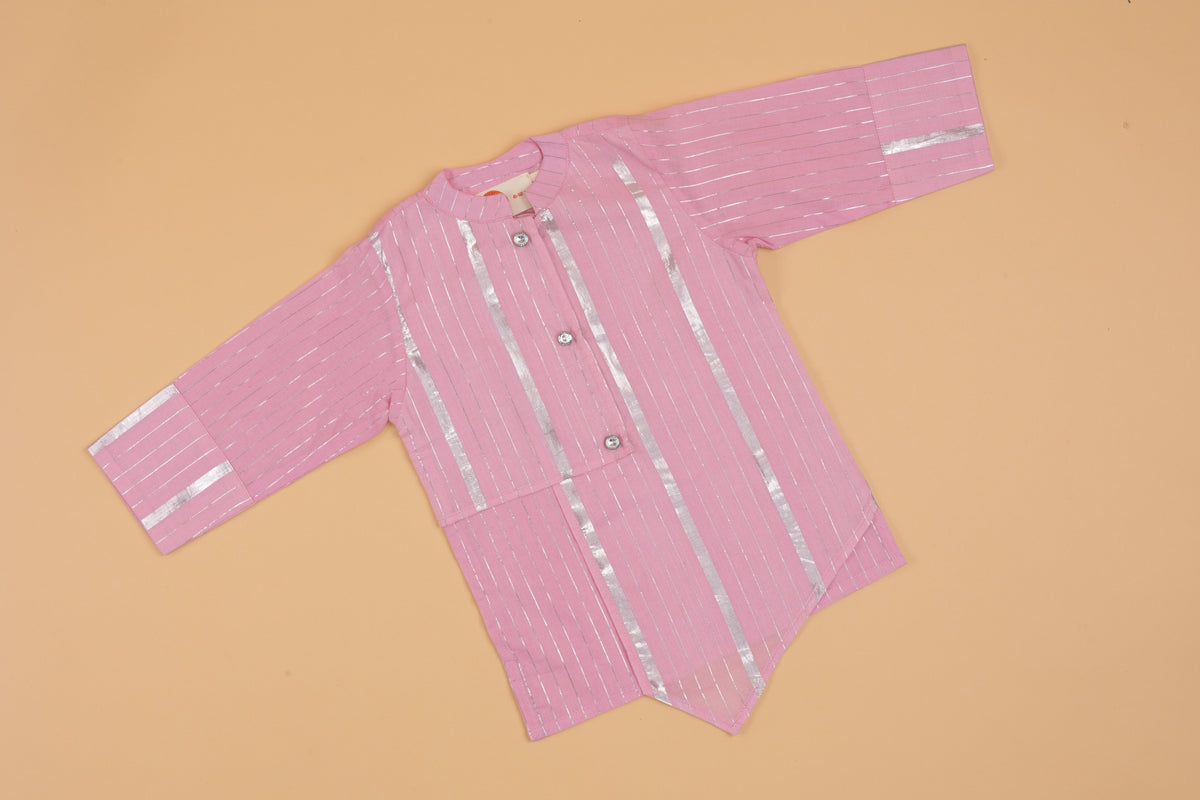 Pink Lurex Kurta Pyjama - Boys
