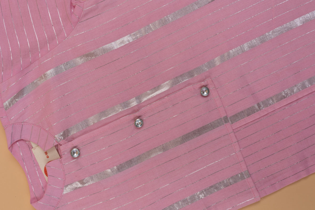 Pink Lurex Kurta Pyjama - Boys