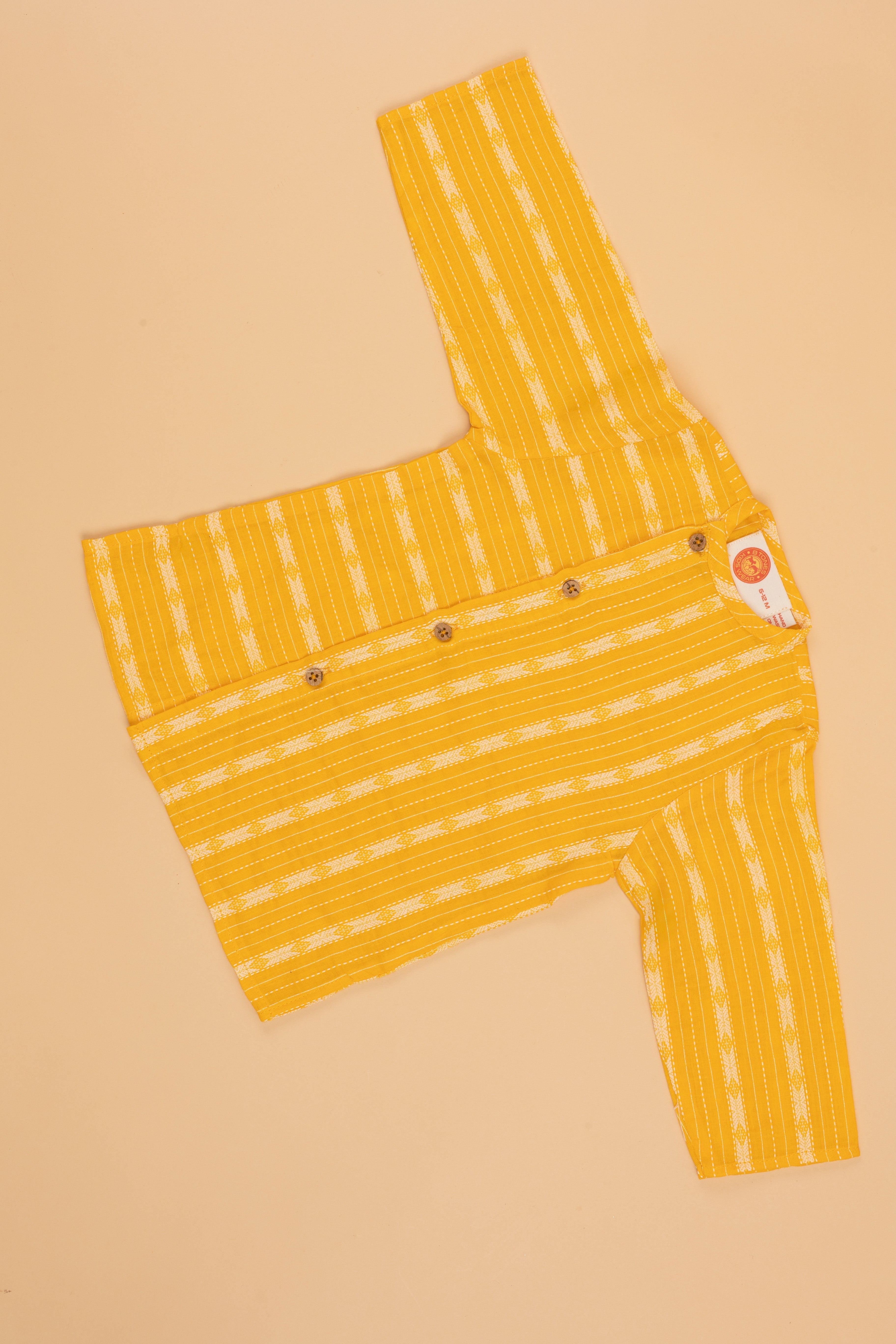 Mustard Kantha Kurta Pyjama - Boys