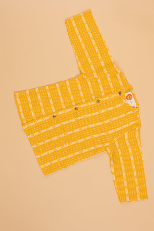 Mustard Kantha Kurta Pyjama - Boys