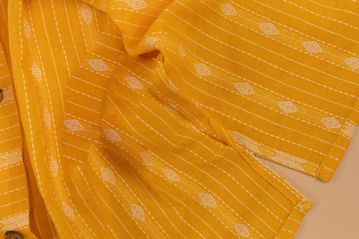 Mustard Kantha Kurta Pyjama - Boys