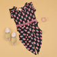 Black Floral Printed Jumpsuit - Girls