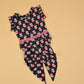 Black Floral Printed Jumpsuit - Girls