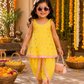 Yellow Mirror Work Kurti & Tulip Pant - Girls
