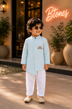 Blue Embellished Kurta Pyjama - Boys