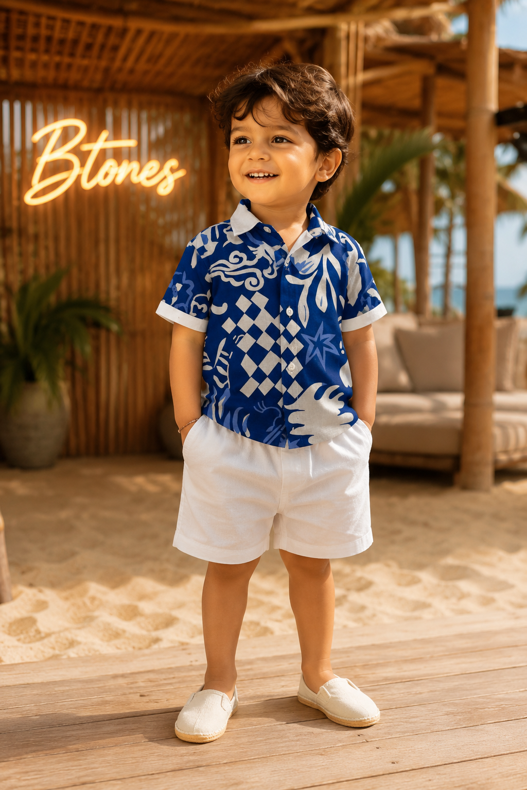 Blue Tropical Print Co-ord Set - Boys