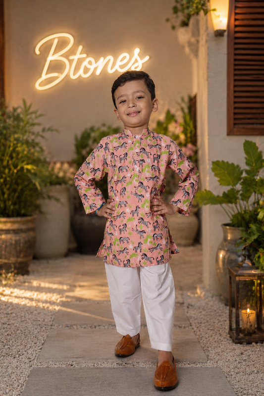 Zebra Print Kurta Pyjama - Boys