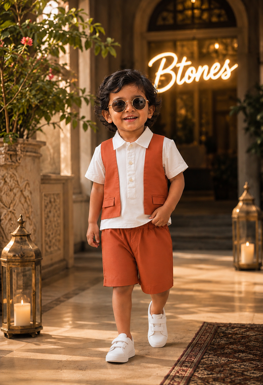 Rust Jacket Style Co-ord Set - Boys