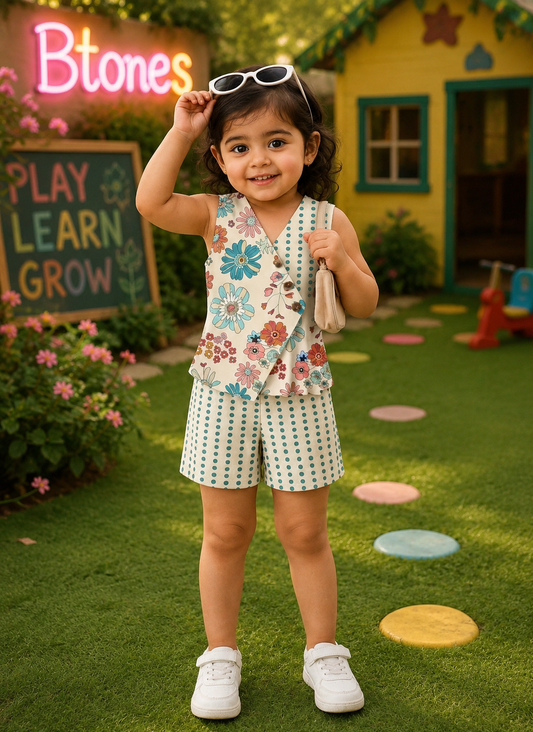 Floral & Polka Dot Co-ord Set - Girls