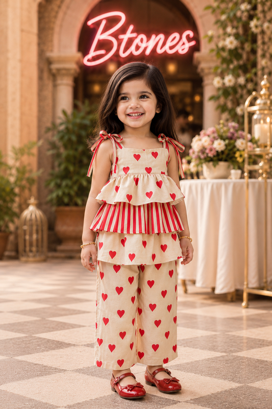 Heart Print Co-ord Set - Girls